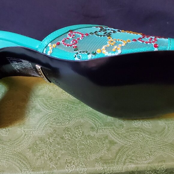 NIB Gucci blue transparent mesh crystal GG sandals IT 39 US 9 - Picture 8 of 9